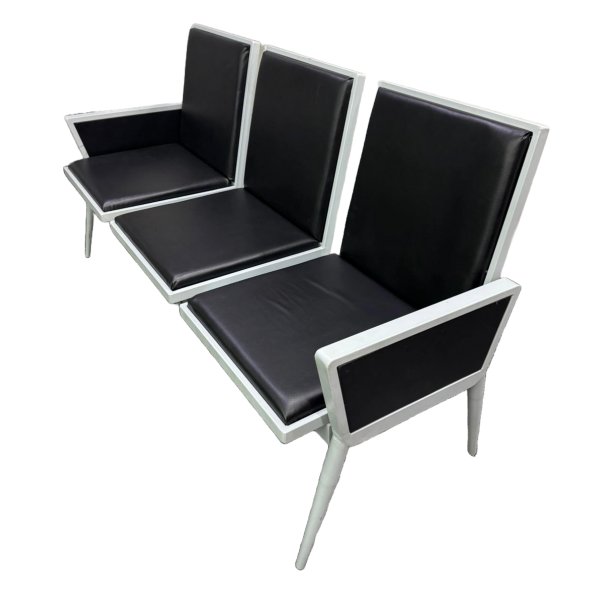 3 Seater Black Cushion Waiting Chair - Reducing Legs