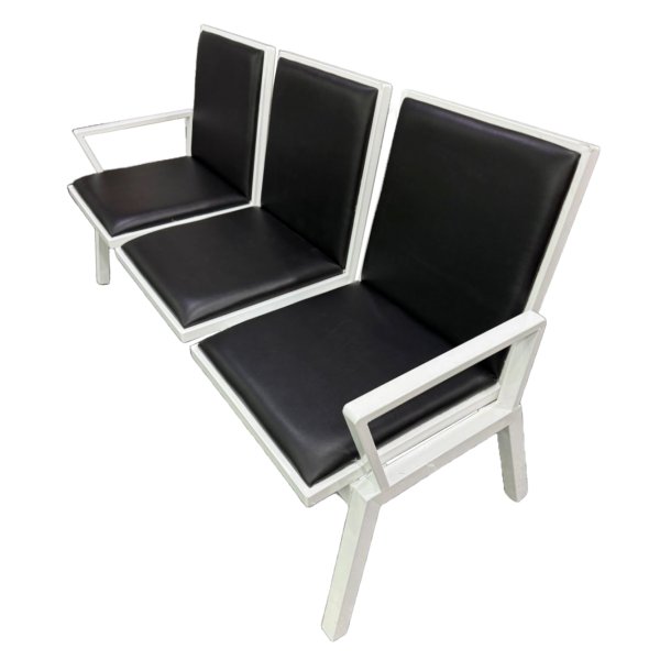 3 Seater Black Cushion Waiting Chair - Square Legs