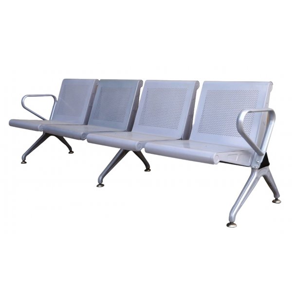 Four Seater Waiting Chair - 4 Seater Mild Steel Silver Waiting Chair