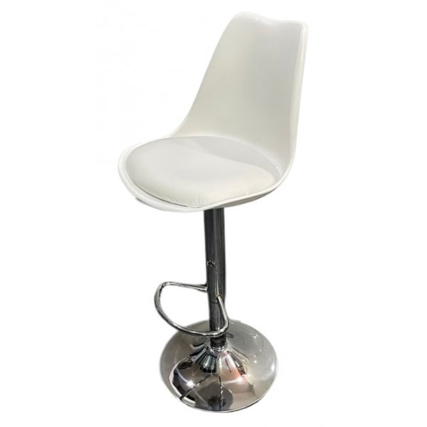 White Cushion Seat Modern Bar Stools